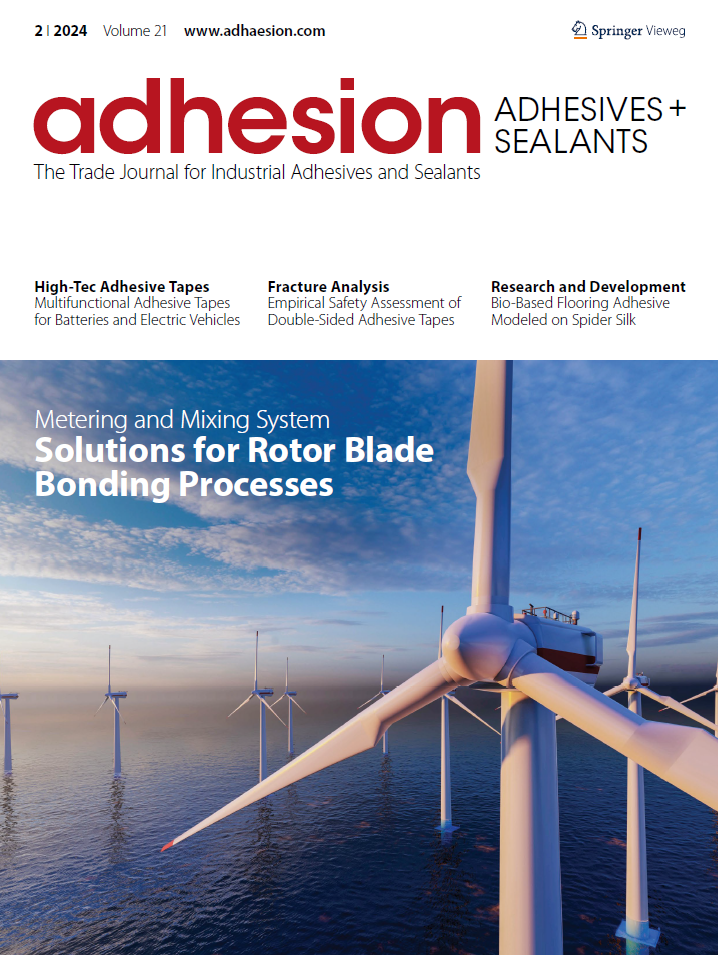 Das Titelbild vom Adhäsion Magazin - Solutions for Rotor Blade Bonding Processes