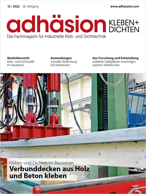 Das Titelbild vom Adhäsion Magazin - Verbunddecken aus Holz und Beton kleben