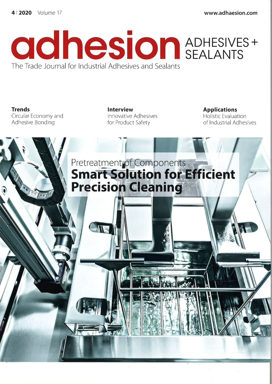 Das Titelbild vom Adhäsion Magazin - Smart Solutions for Efficient Precision Cleaning